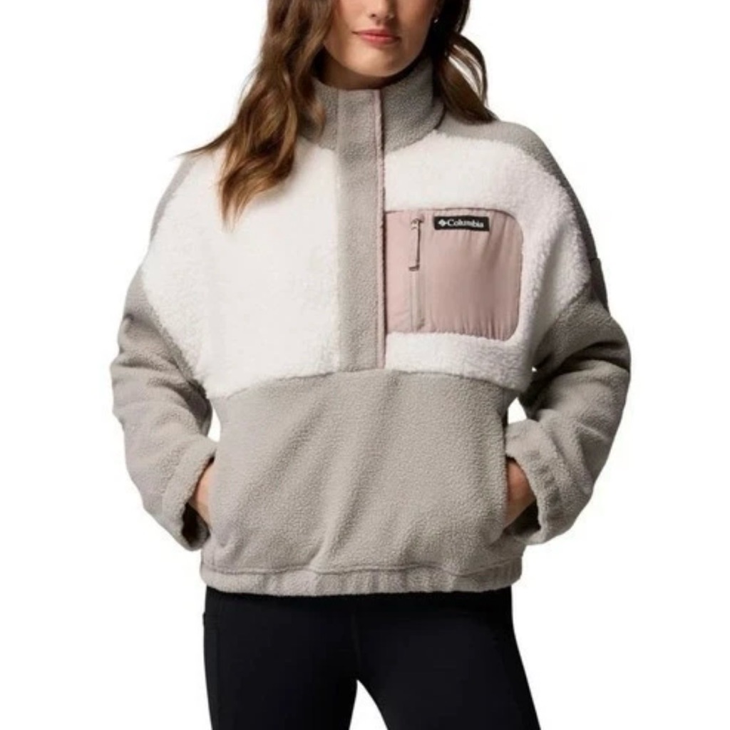 Columbia Women’s Sherpa Fleece Pullover Xxl Dove Color Block Jacket